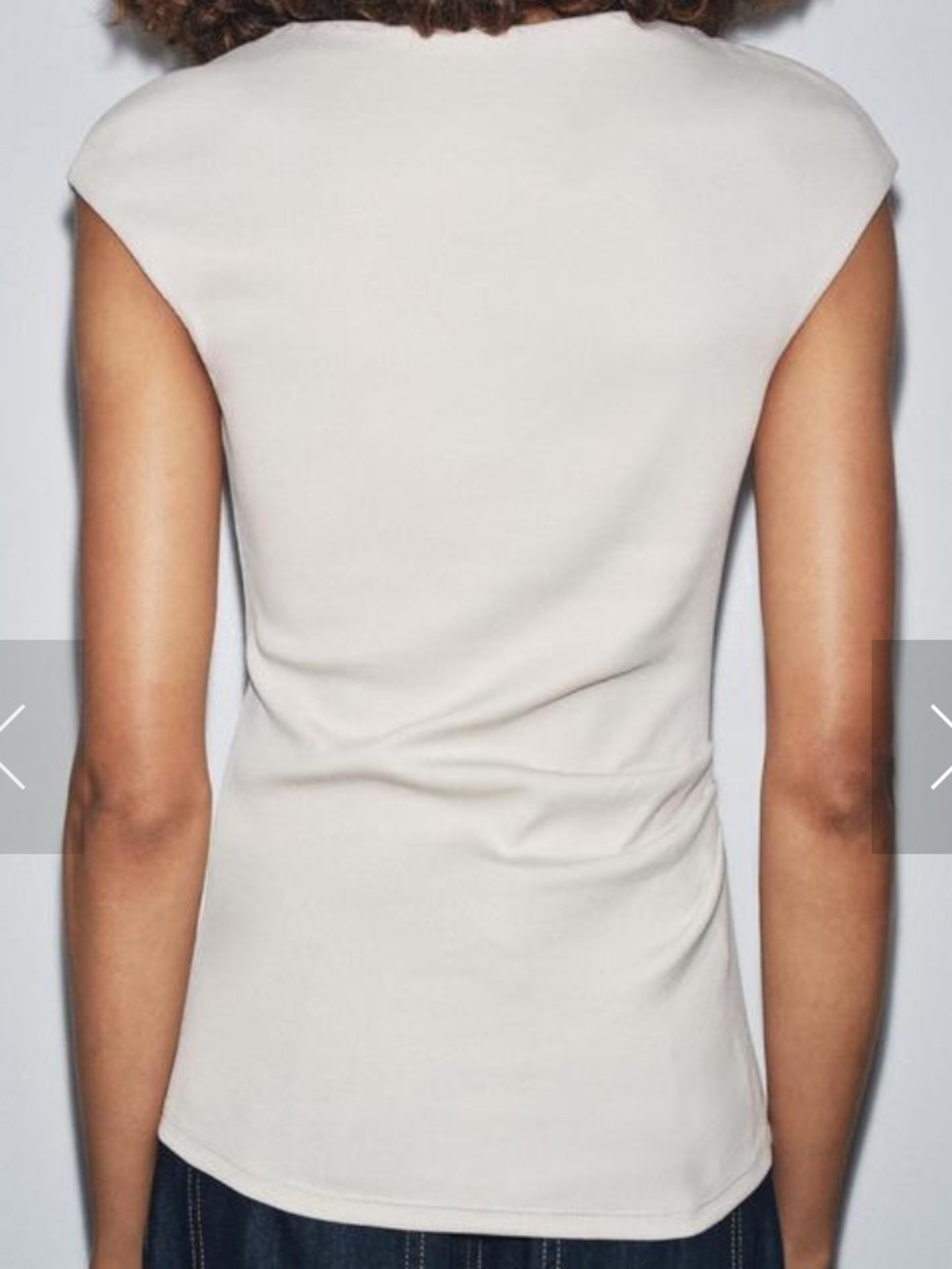 Zara Ivory Ribbed Draped Side Ruched Top Size M Fits a size Small - Picture 2 of 7